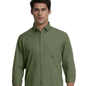 S SHIMAK Men's Cotton Casual with Pocket Full Sleeve Regular Fit Breathable Shirt_Pista_2XL